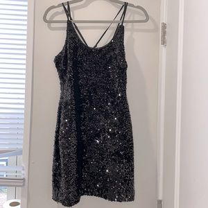 Black Swan Sequin Black Mini Dress
